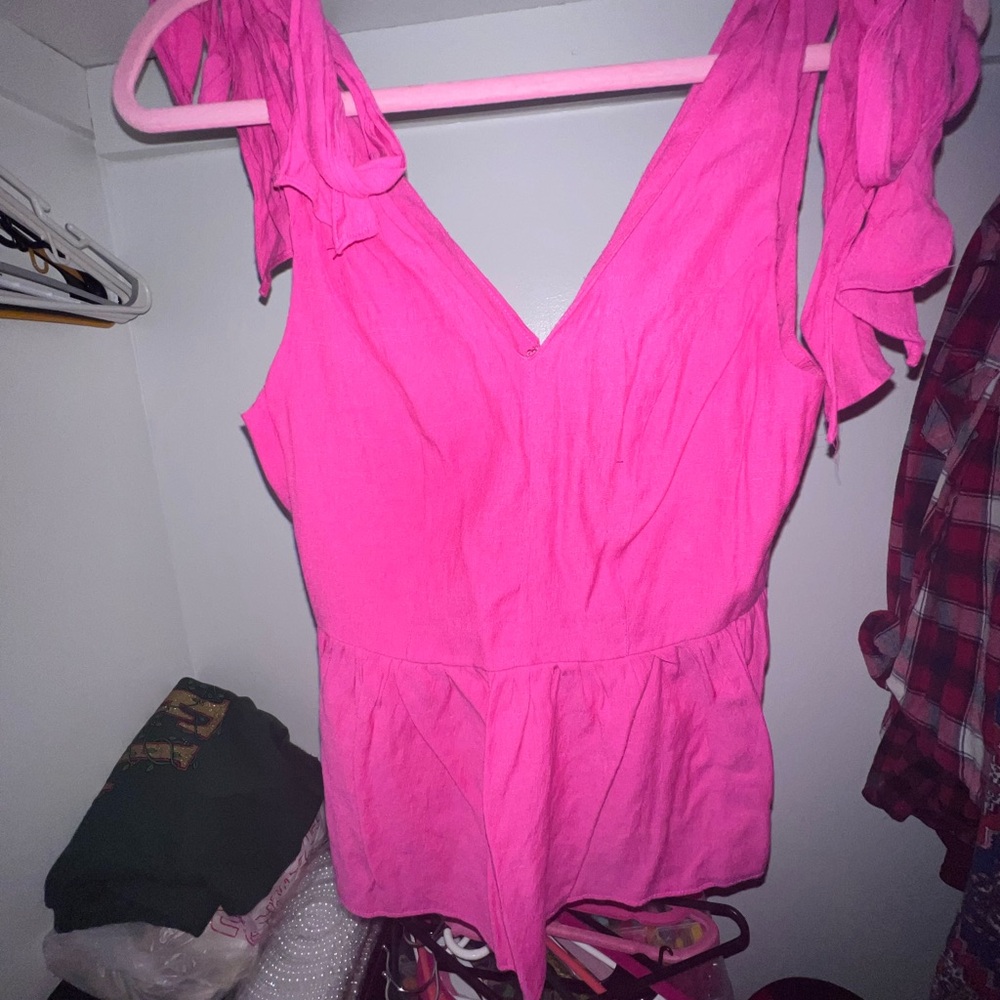 DO+BE Pink Babydoll Sleeveless Blouse with Tie straps